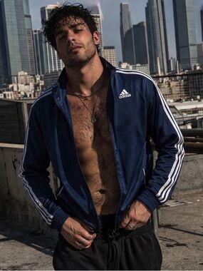 Adidas Classic 3 Stripe Track Jacket Navy Blue Full Zip Size M Y2K